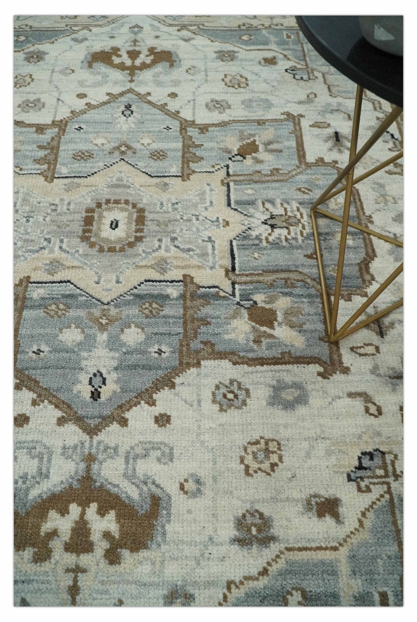 Earthy Neutral Custom Made Ivory, Beige and Silver Traditional Hand Knotted Wool Area Rug - The Rug Decor