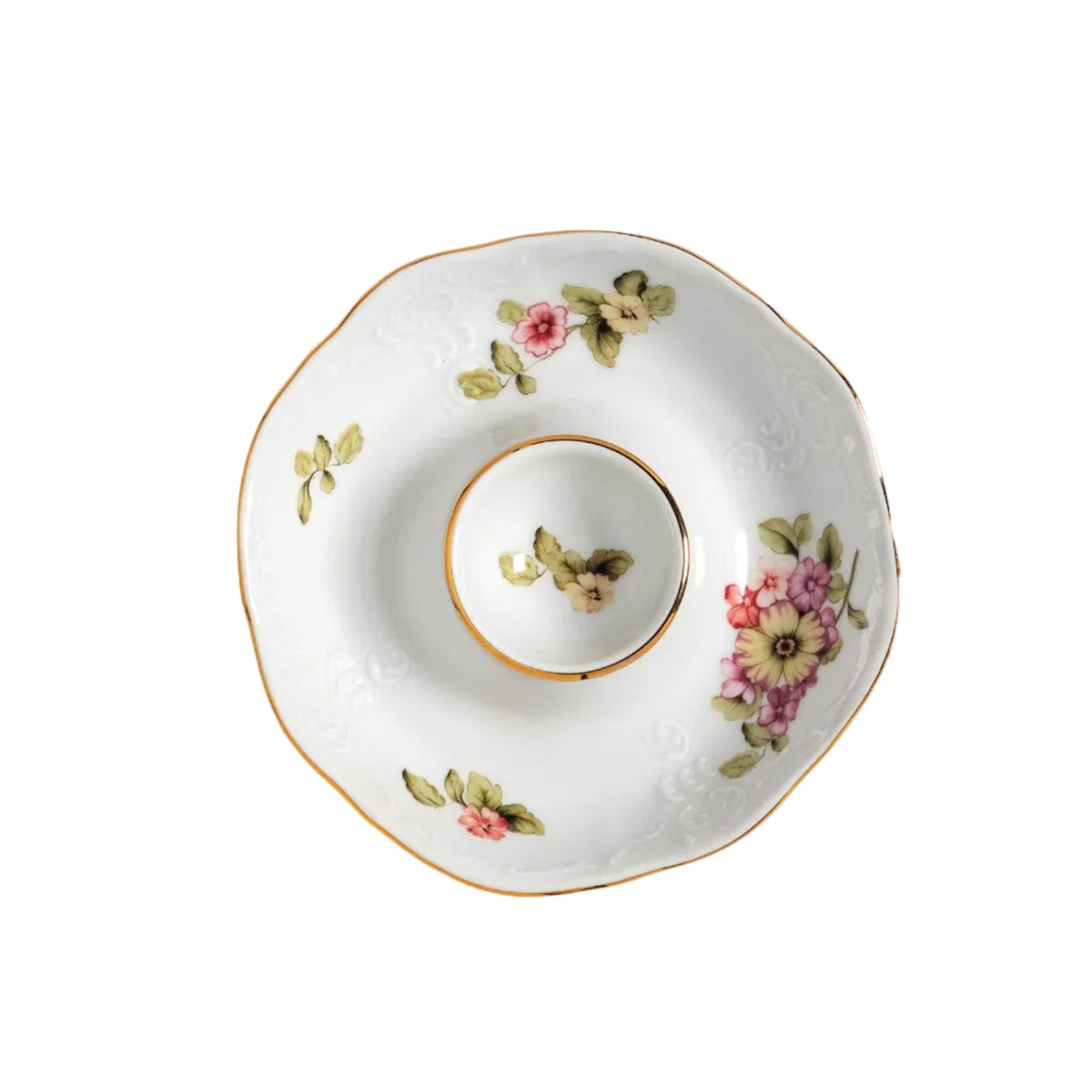 Flor do Ocidente Porcelain Egg Cup with Gold Accents by Tania Bulhões