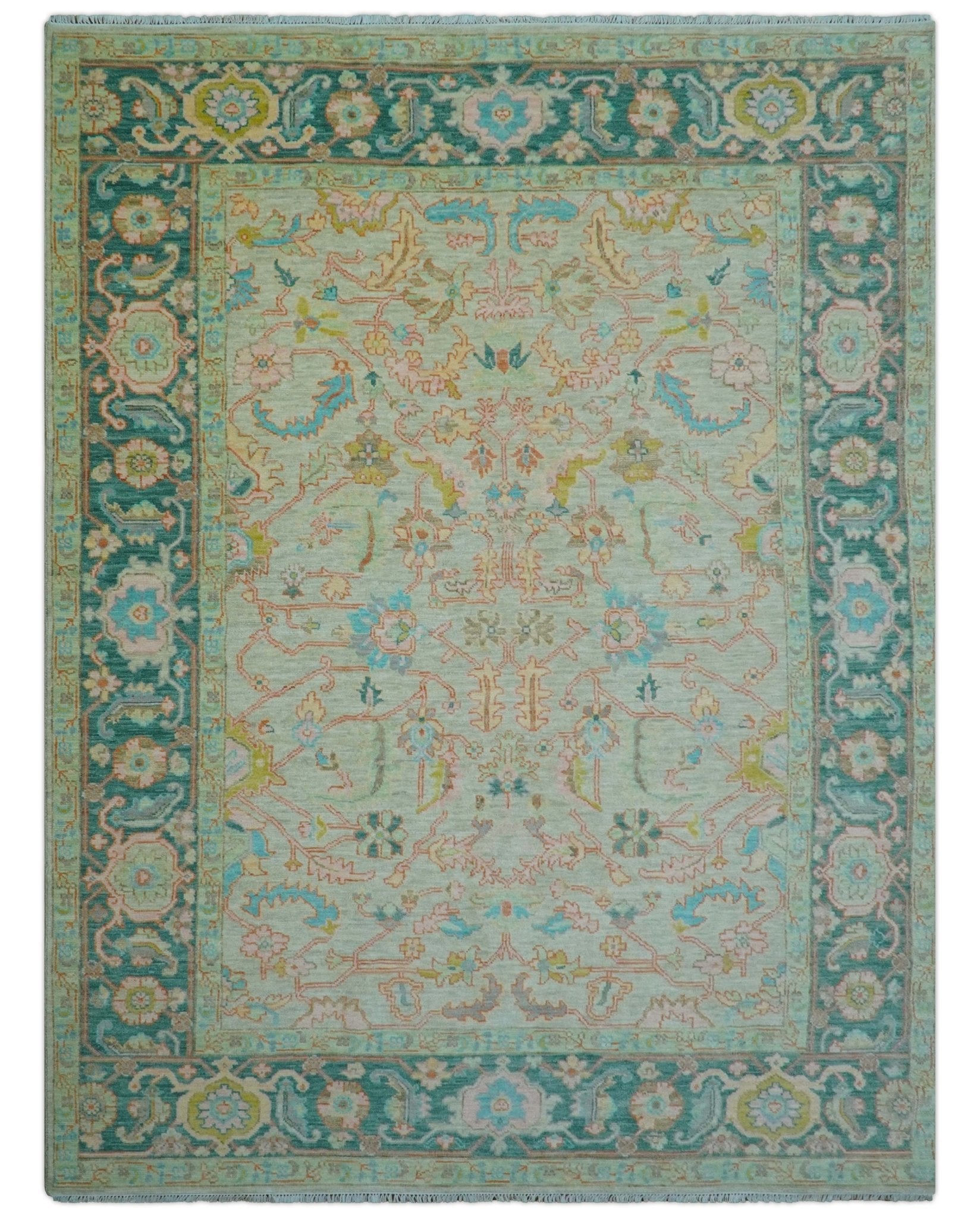 Elaine Custom Made Beige Traditional Design Hand Knotted Wool Rug