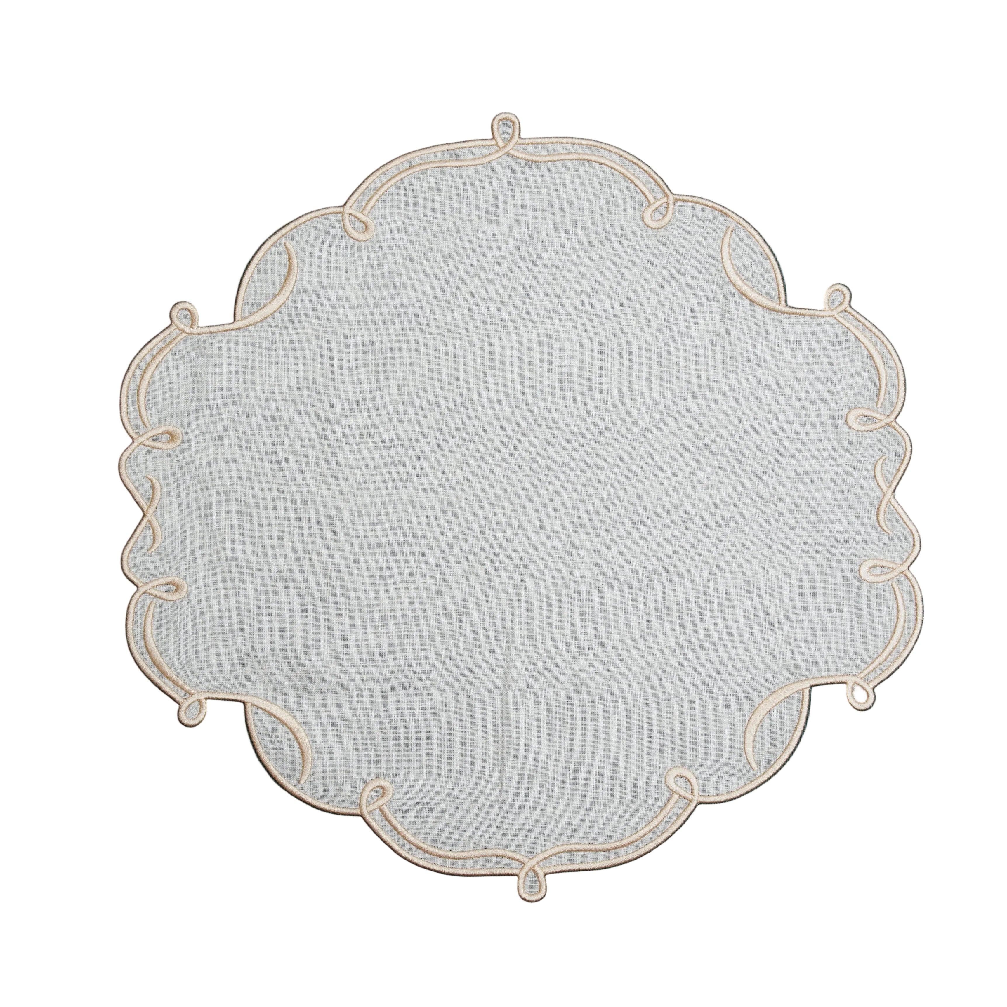 CELESTIA LINEN IVORY GOLD TRIM SQUARE PLACEMAT