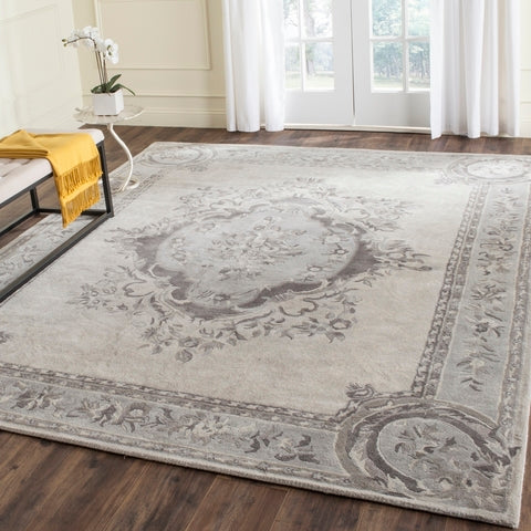 Empire Wool Rug in Beige and Light Gray