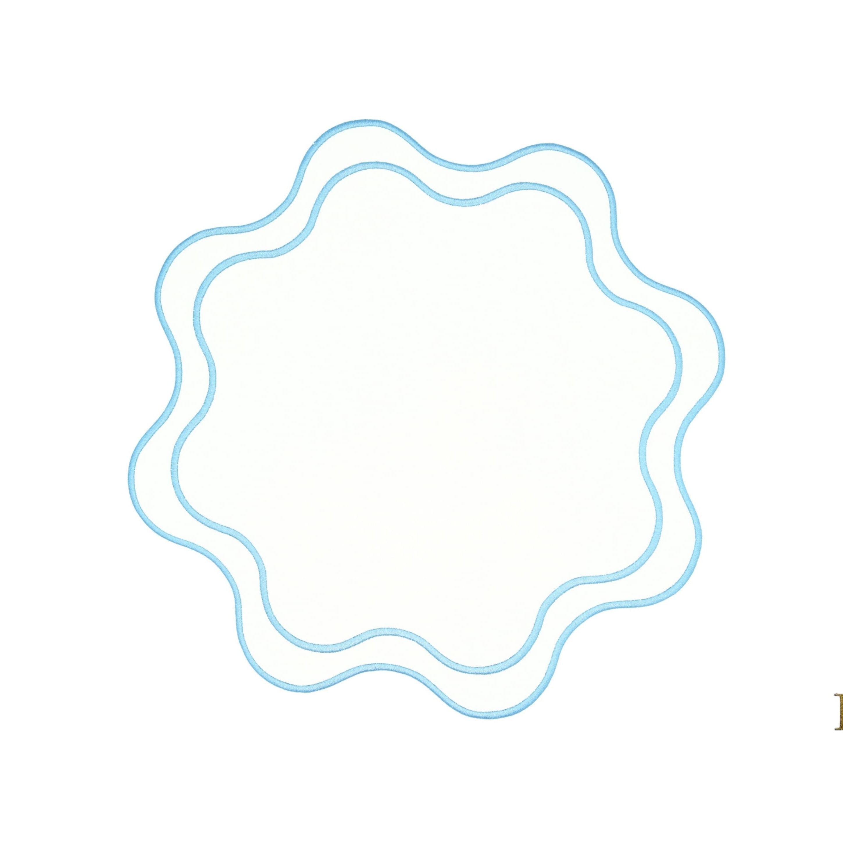 HAVEN WHITE WAVY EDGE BLUE TRIM FAUX LEATHER PLACEMAT