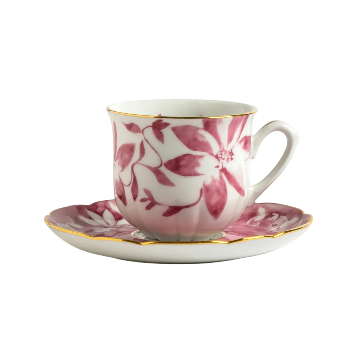 Fenix Porcelain Espresso Cup & Saucer with Gold Accents by Tania Bulhões
