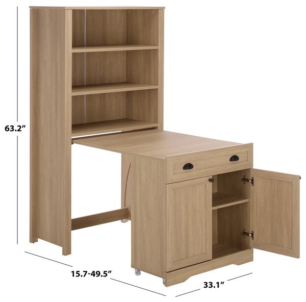 Vero Bookcase in Natural with Fold Desk & Cabinet