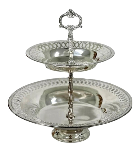 Incredible Pierced Two Tier Silver Server - The Mayfair Hall