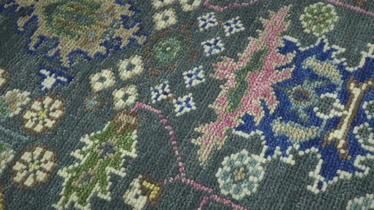 Antique Hand Knotted Green, Moss, and Blue Traditional Turkish Vintage Oushak Custom Made Wool Area Rug