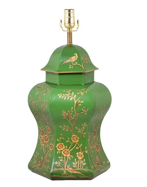 Stunning New Scalloped Mossy Green/ Gold Lamp - The Mayfair Hall