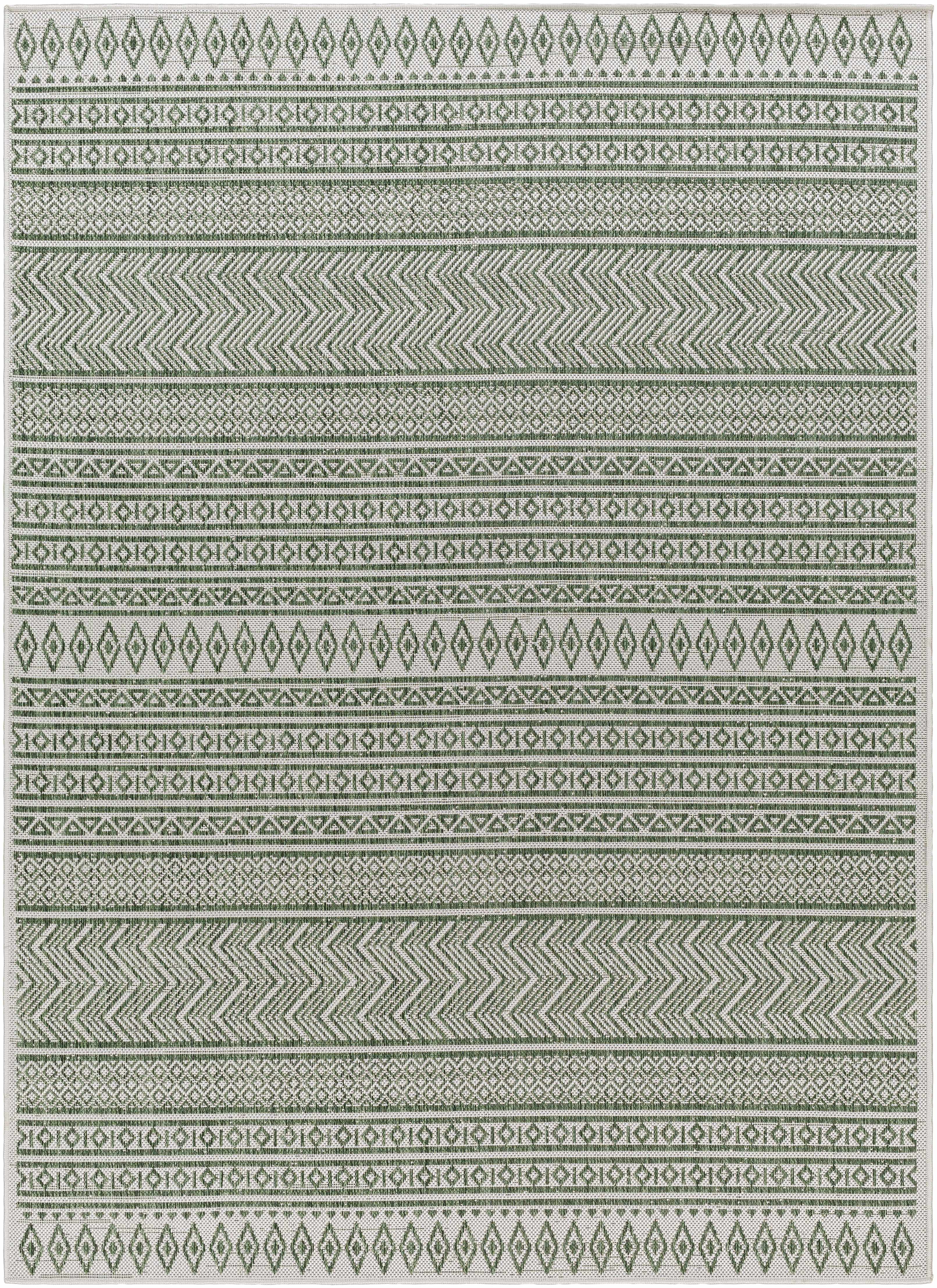 Madras Natural Gray Green All Over Performance Outdoor Area Rug
