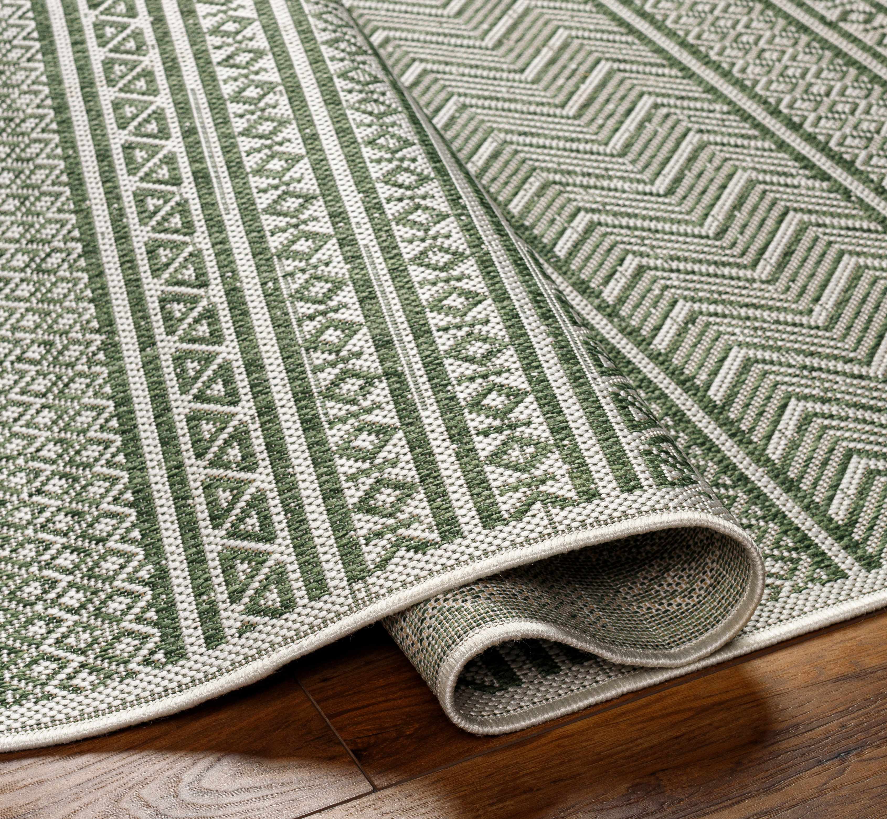Madras Natural Gray Green All Over Performance Outdoor Area Rug