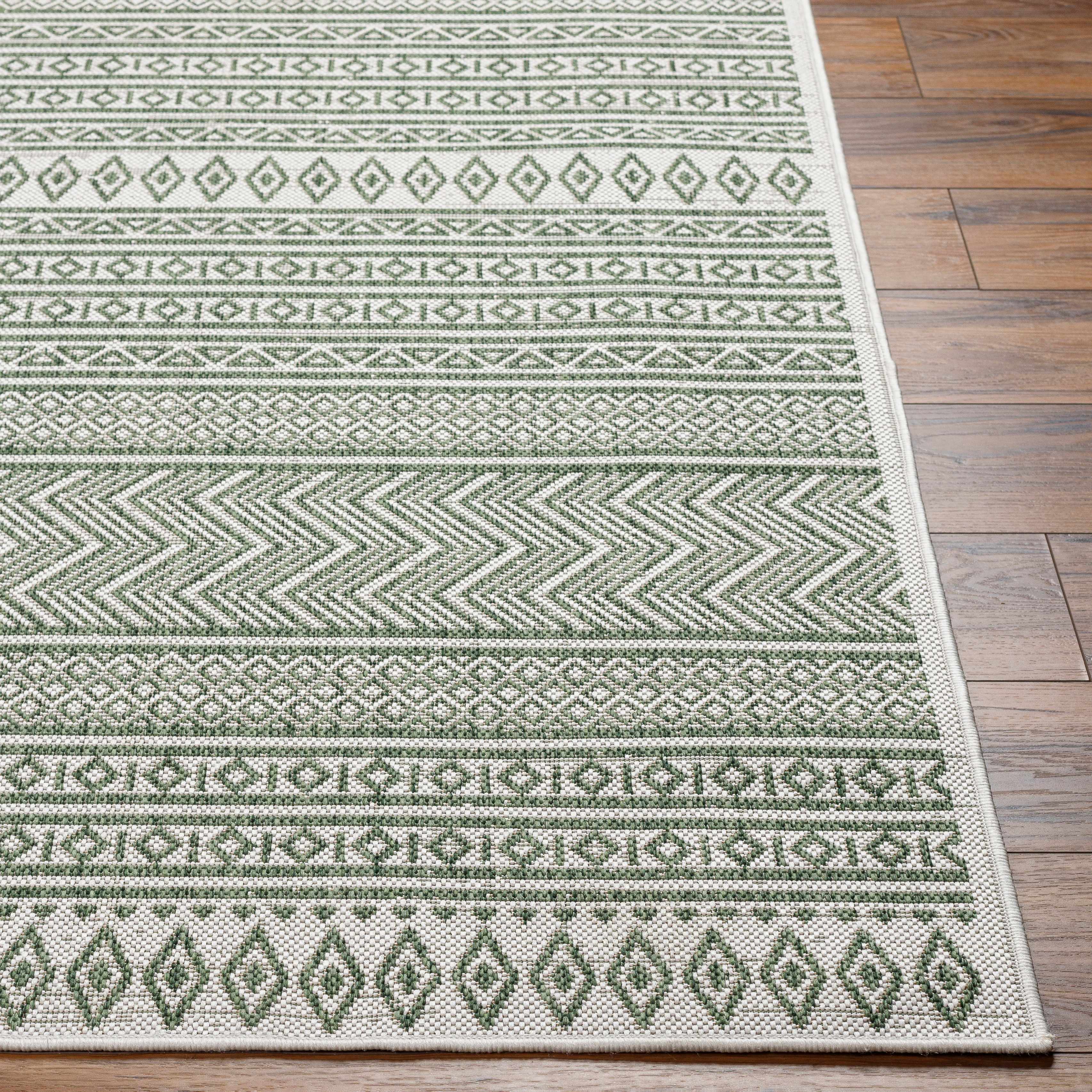 Madras Natural Gray Green All Over Performance Outdoor Area Rug