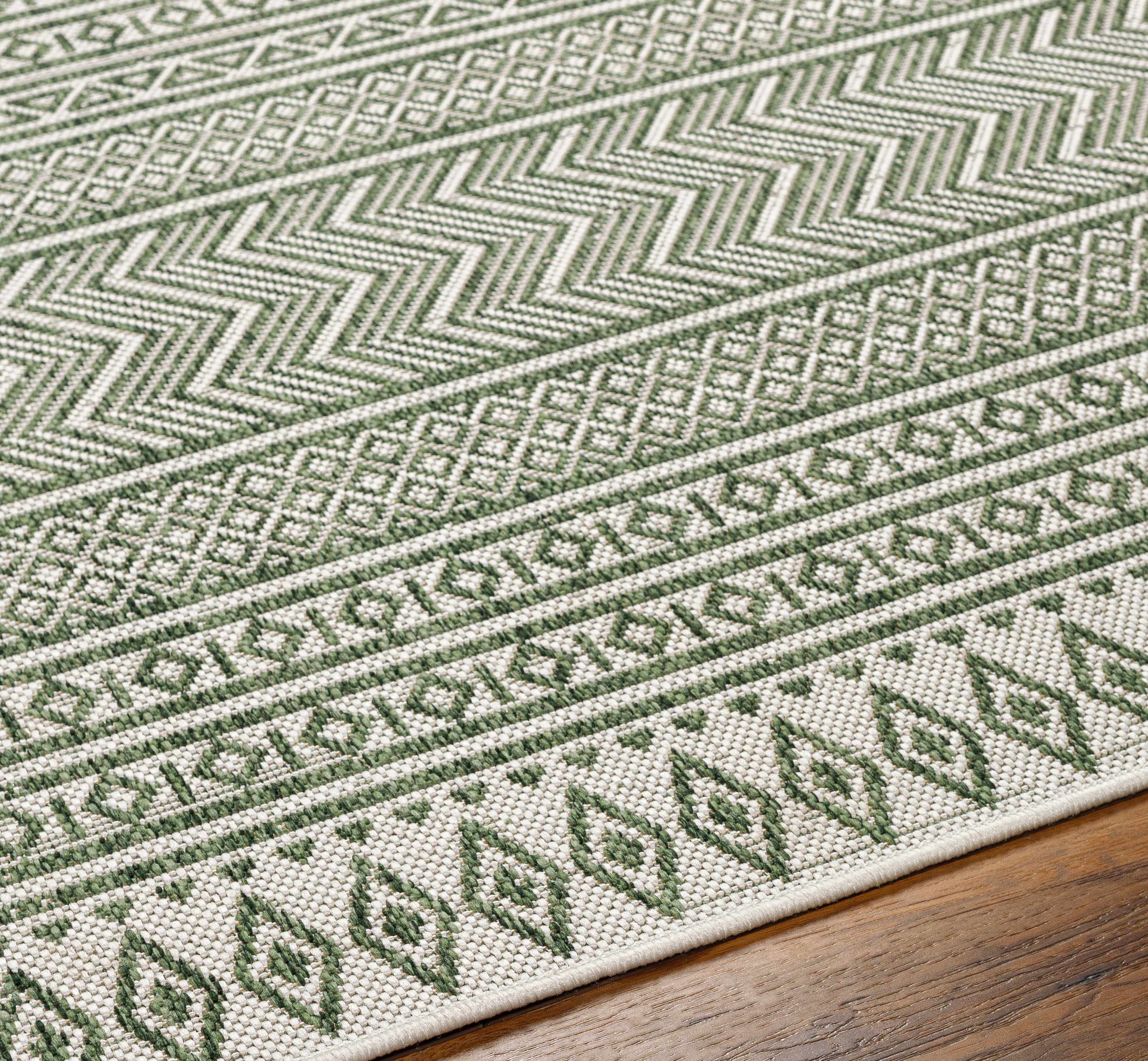 Madras Natural Gray Green All Over Performance Outdoor Area Rug