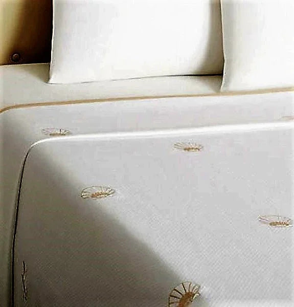Coverlet (Queen) - Embroidered Scallops (Beige) - The Mayfair Hall