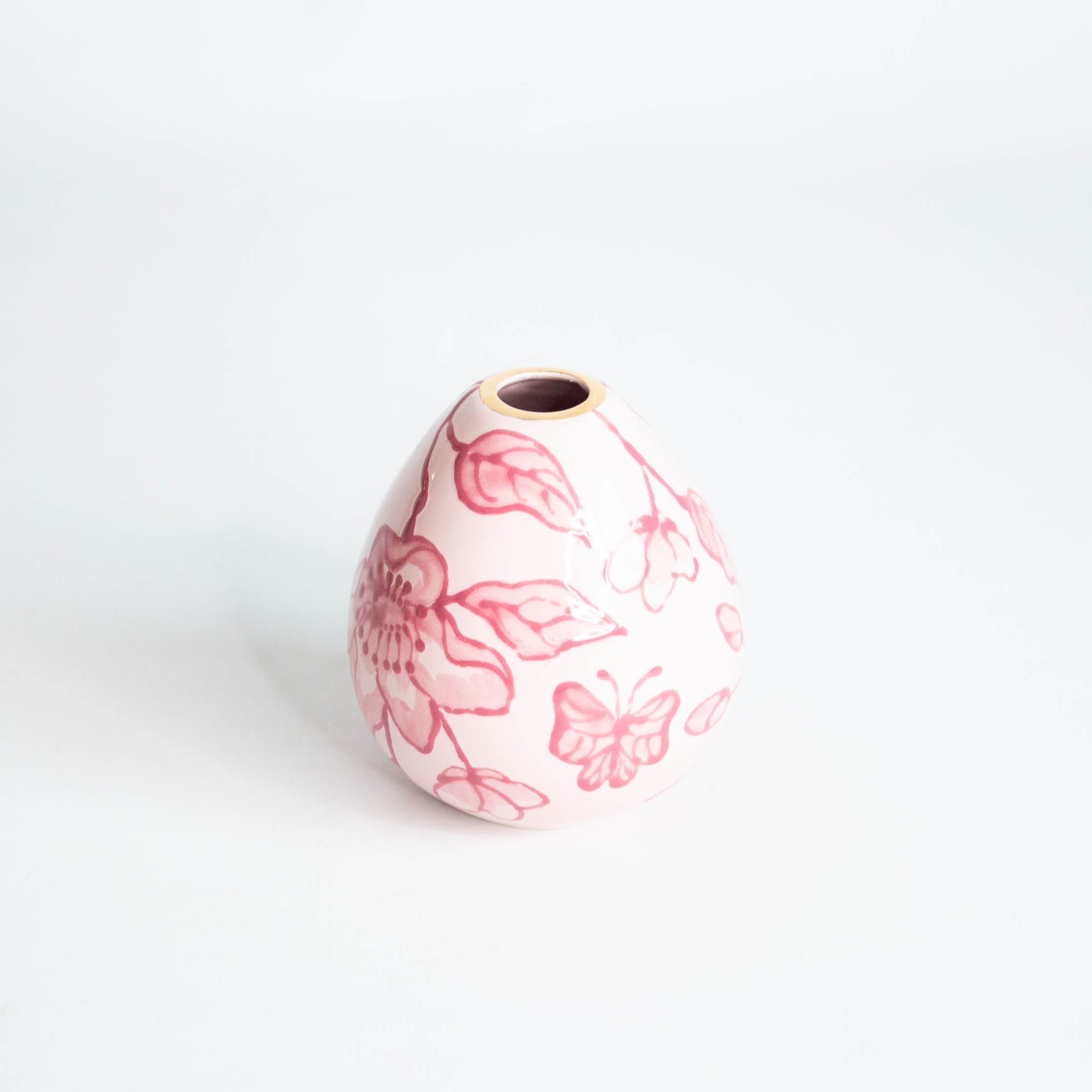 Pink Blossom Chinoiserie Fleur Bud Vases