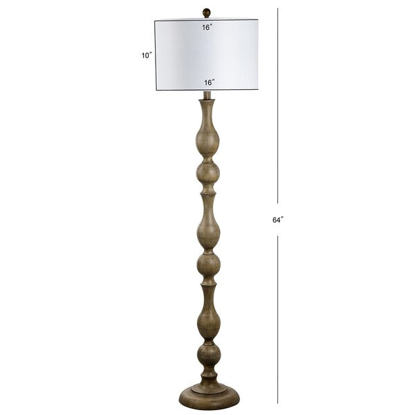 Glendora Floor Lamp in Brown with Off White Cotton Shade