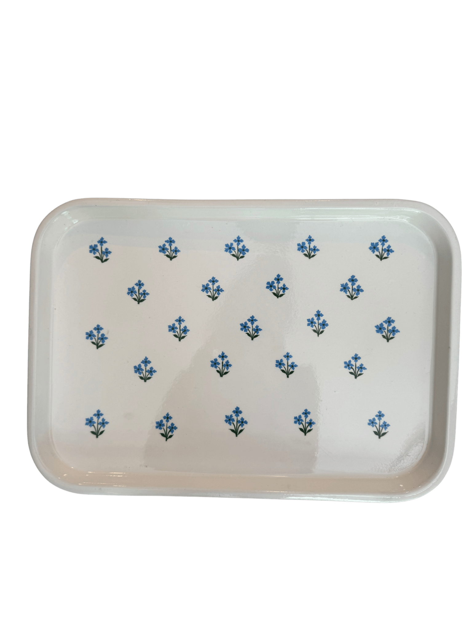 Blue Floral Hand-painted Enamelware Tray