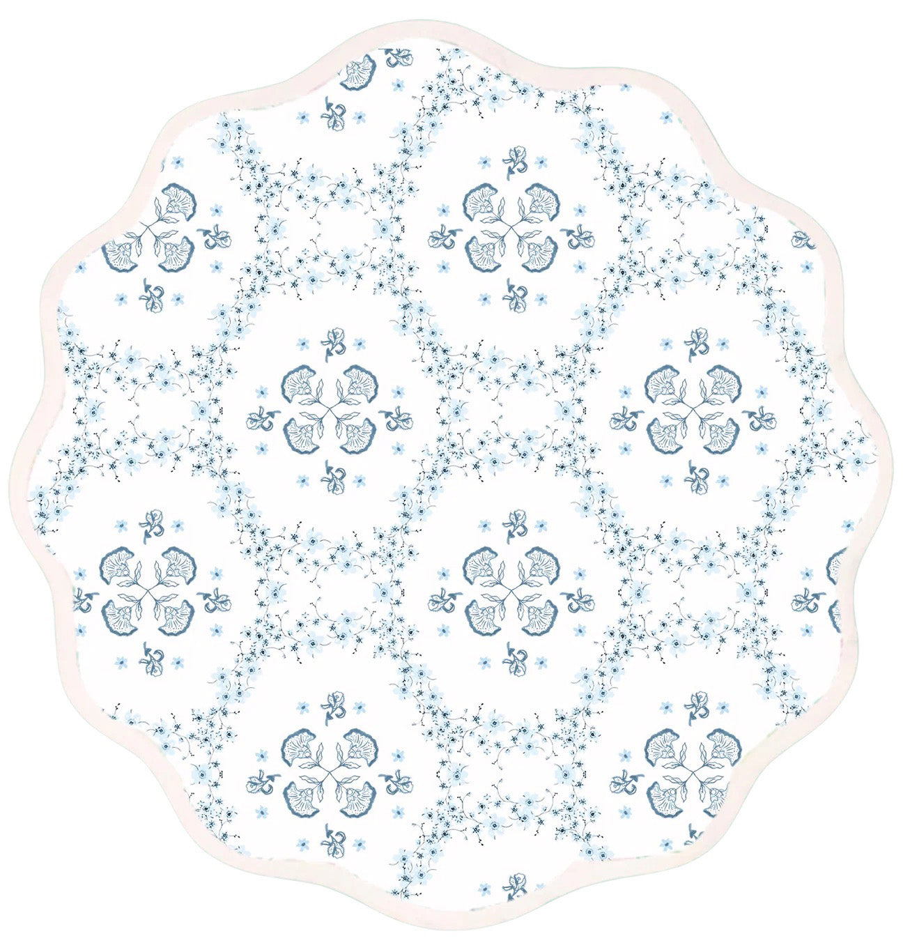Round Scalloped Placemat | Floral Trellis