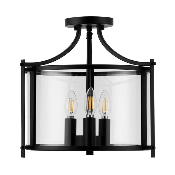 Grenten Flush Mount in Oil-rubbed Bronze with Candle-shaped Bulbs