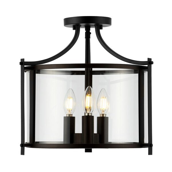 Grenten Flush Mount in Oil-rubbed Bronze with Candle-shaped Bulbs