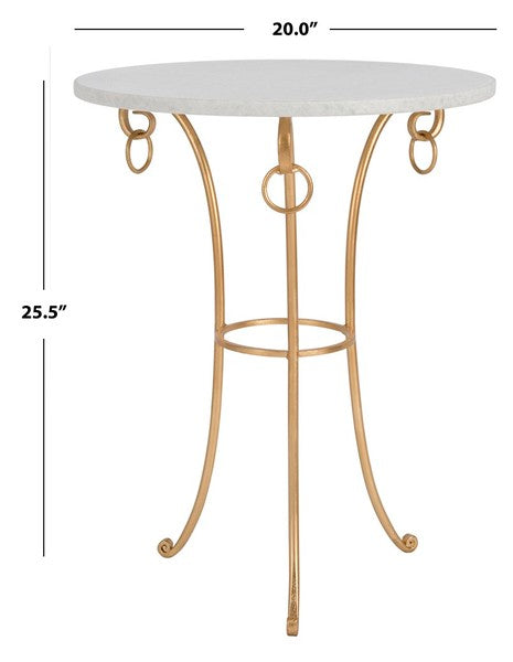 Tamara Ringed Round Top Gold Accent Table - The Mayfair Hall