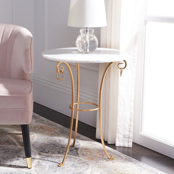 Tamara Ringed Round Top Gold Accent Table - The Mayfair Hall