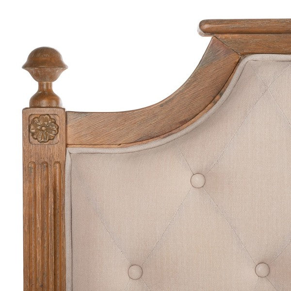 Rustic Wood Beige Tufted Linen Headboard - The Mayfair Hall