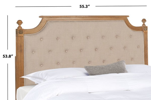 Rustic Wood Taupe Tufted Linen Headboard - The Mayfair Hall