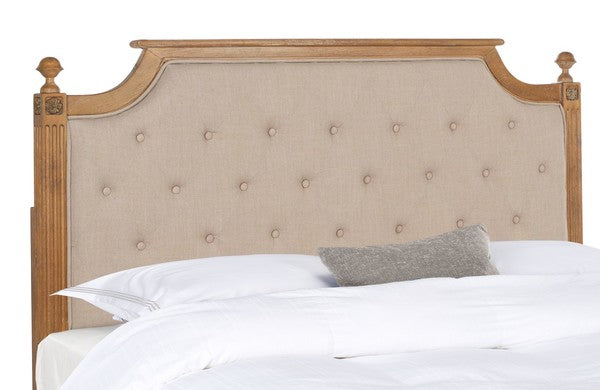 Rustic Wood Taupe Tufted Linen Headboard - The Mayfair Hall