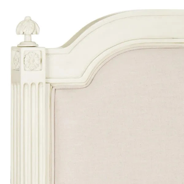 Antique Beige Wood Linen Headboard