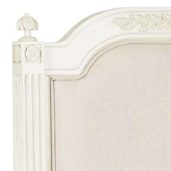 Antique Beige Wood Linen Headboard