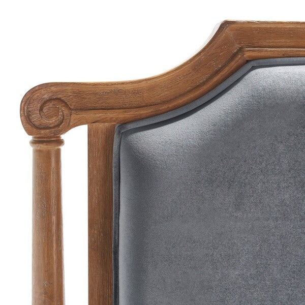 Hudson Headboard in Gray Velvet and Rustic Oak