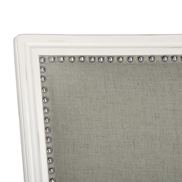 Buchanan Rectangle Counter Stool in Distressed White with Light Gray Upholstery (Set of 2)