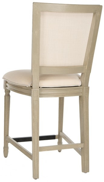 Buchanan Rectangle Counter Stool in Rustic Gray with Light Beige Upholstery (Set of 2)