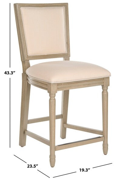 Buchanan Rectangle Counter Stool in Rustic Gray with Light Beige Upholstery (Set of 2)