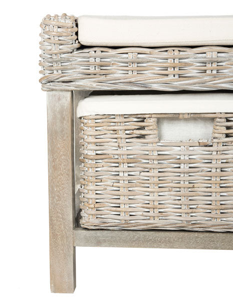Kobutsu Storage Bench in Grey White Wash