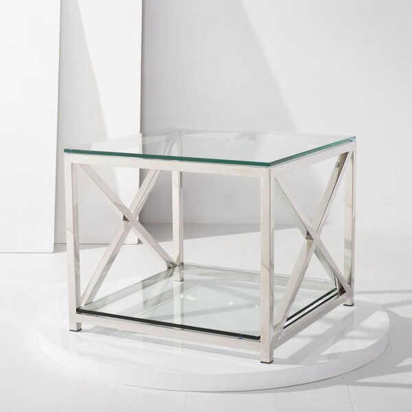 Hayward Chrome Glass Top End Table - The Mayfair Hall