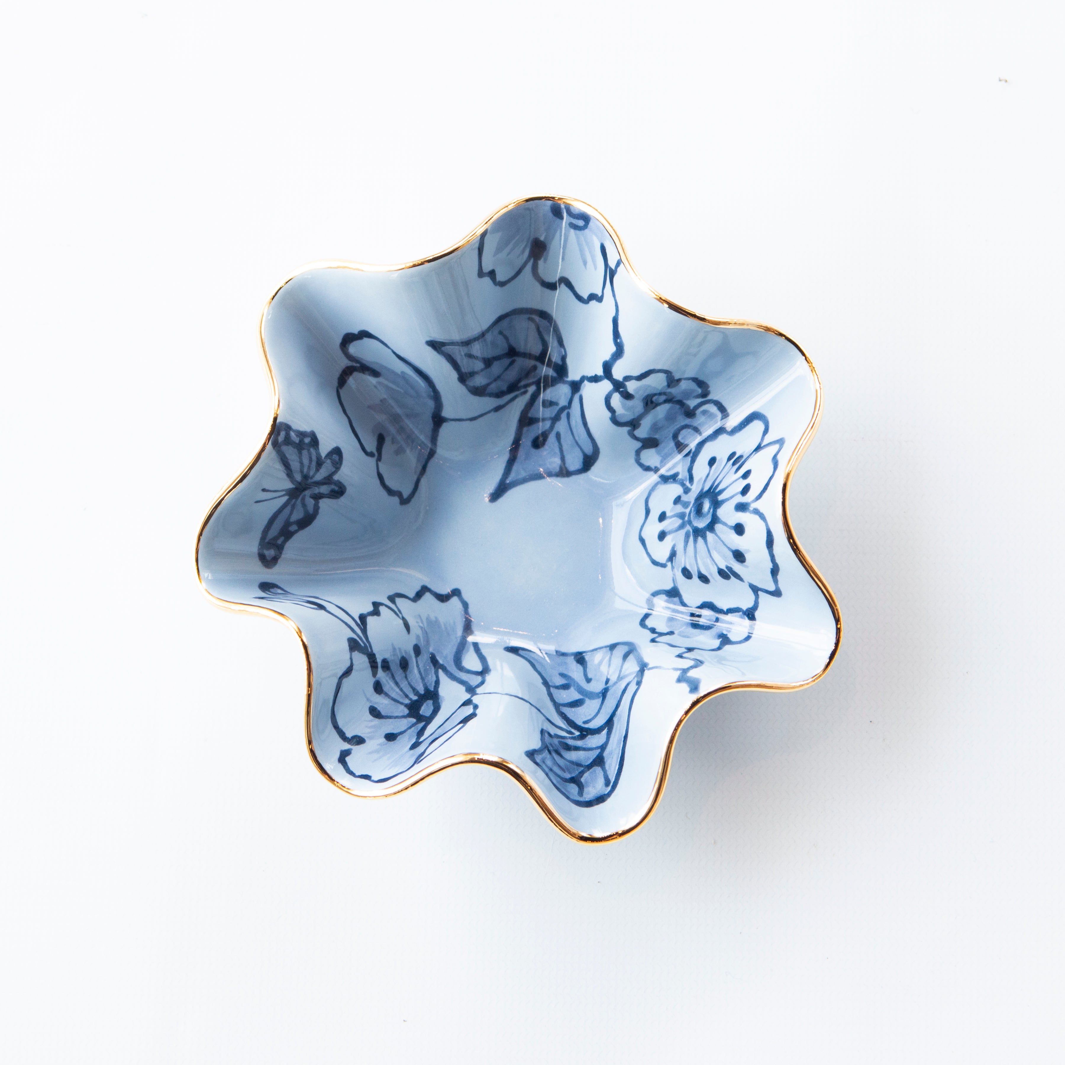 Adorn Blue Blossom Chinoiserie Wavy Bowls