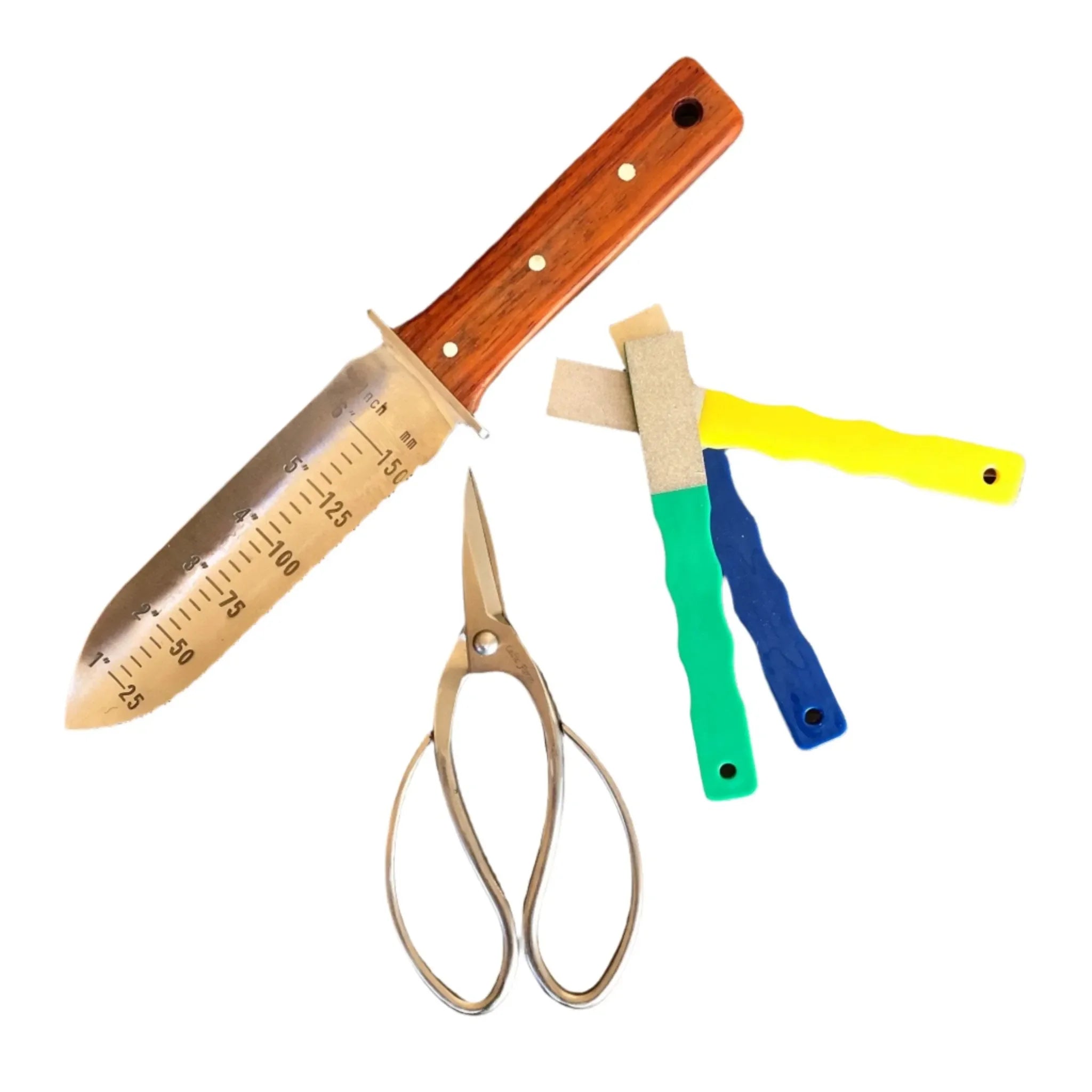 Garden Gift Box - Garden Tool Set  (Hori Hori, Garden Snips and Garden Tool Sharpeners) 3 Tool Kit
