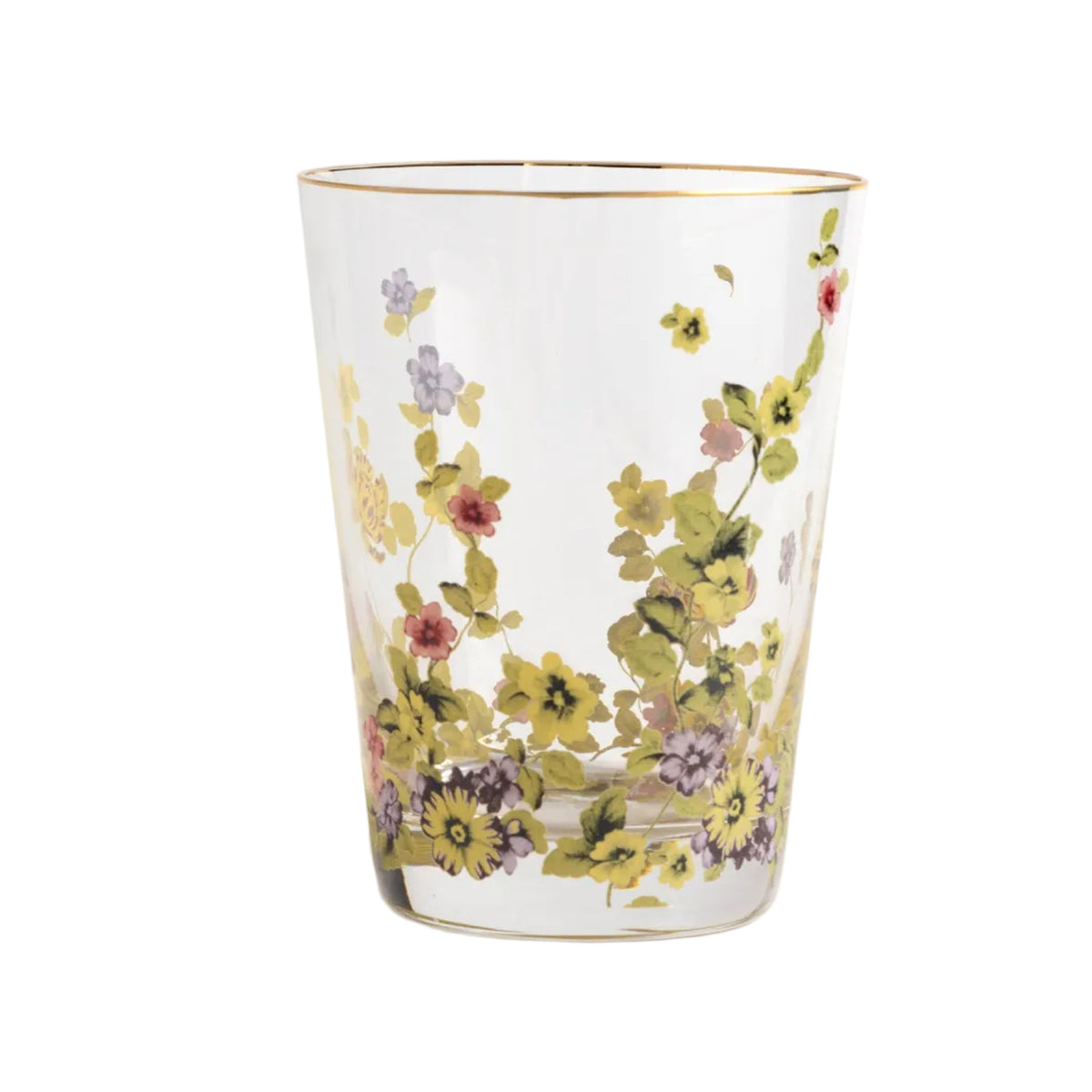 Flor do Ocidente Crystal Tumbler with Gold Accents by Tania Bulhões