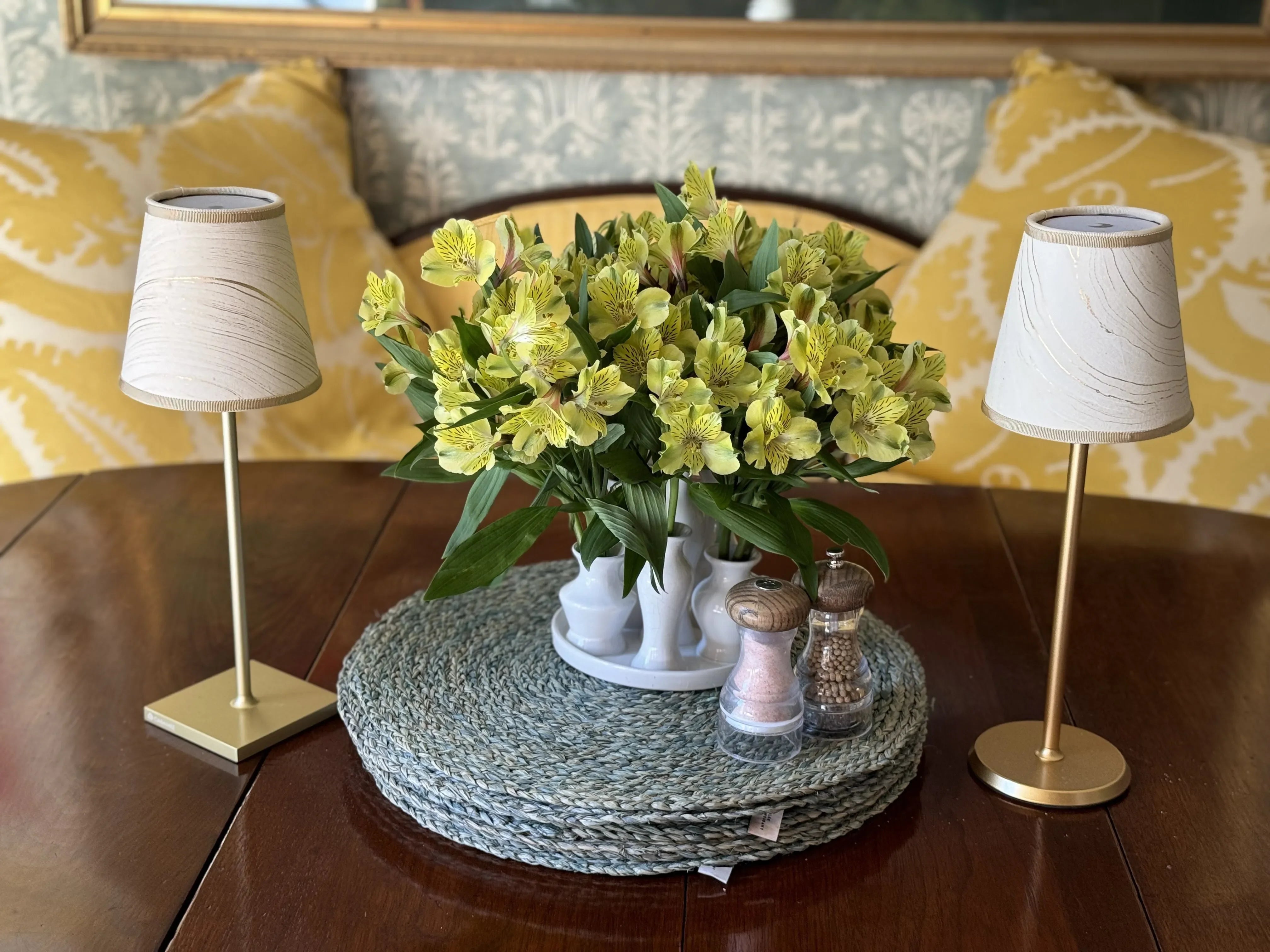 Small Marble Shade Cover in Ivory (with Gold trim) - The Mayfair Hall