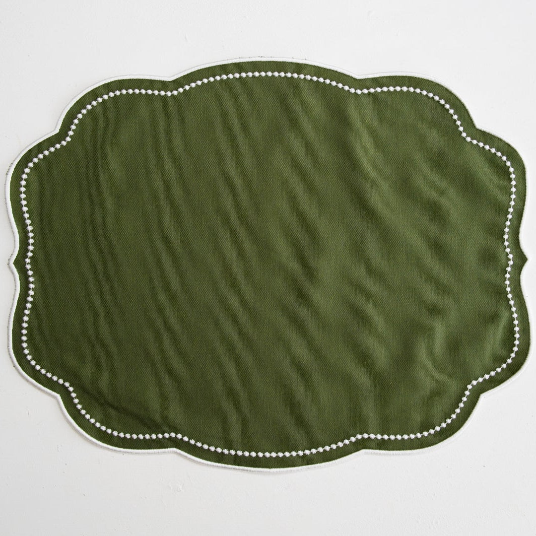 MIRELI GREEN RECTANGLE FABRIC PLACEMAT & NAPKIN SET