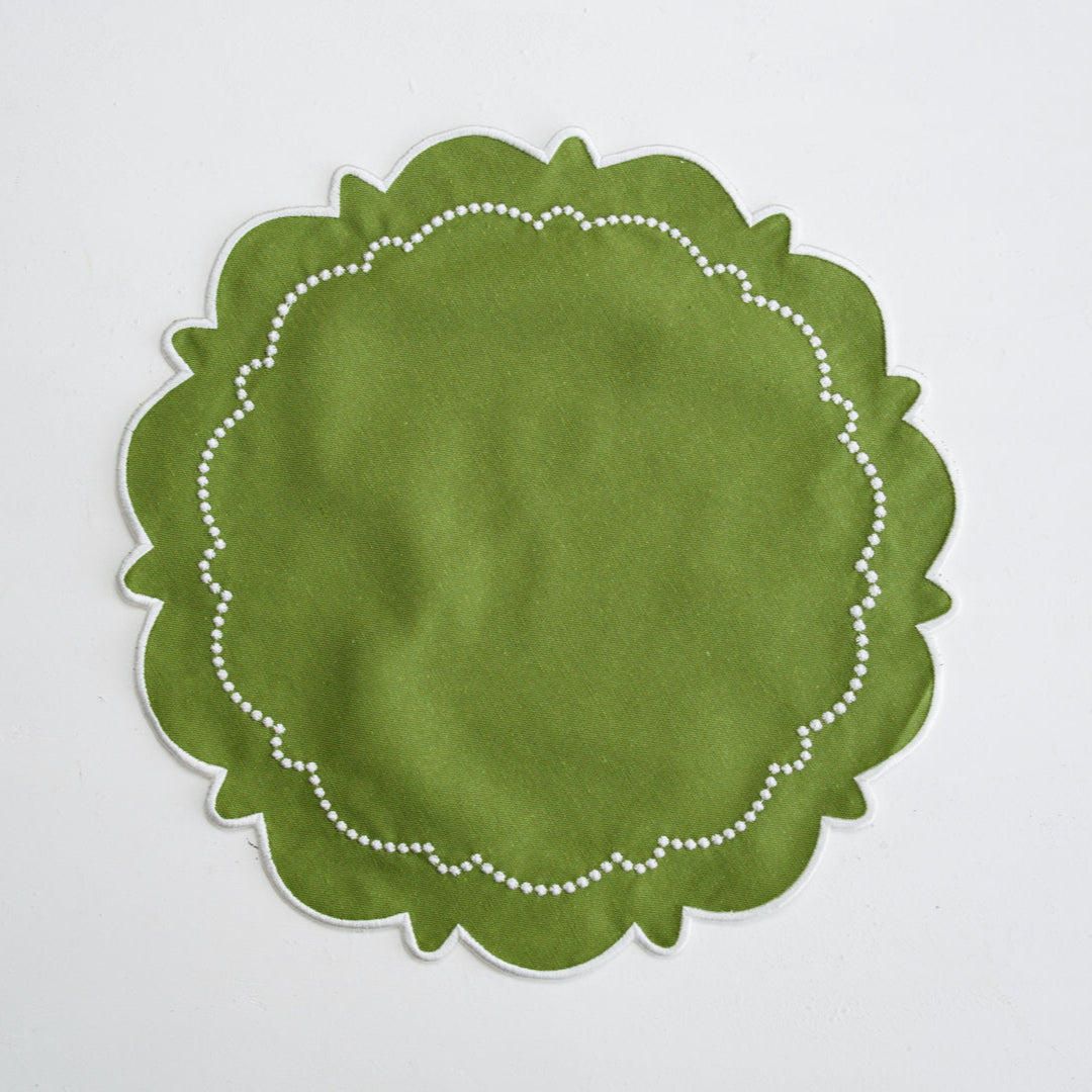 HARMONY GREEN ROUND FABRIC PLACEMAT