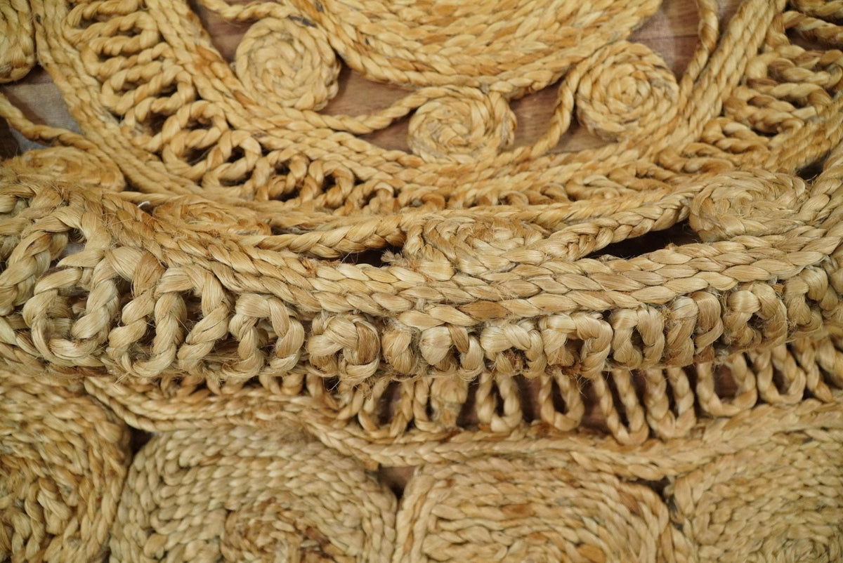 Hand Braided Solid Round Natural Brown Jute Silsal Rug
