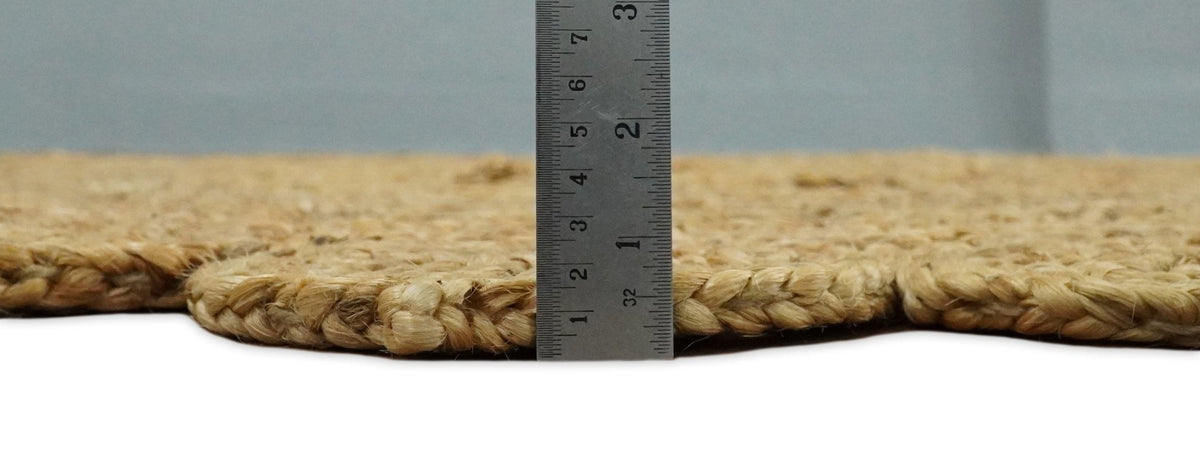 Hand Braided Solid Round Natural Brown Jute Silsal Rug