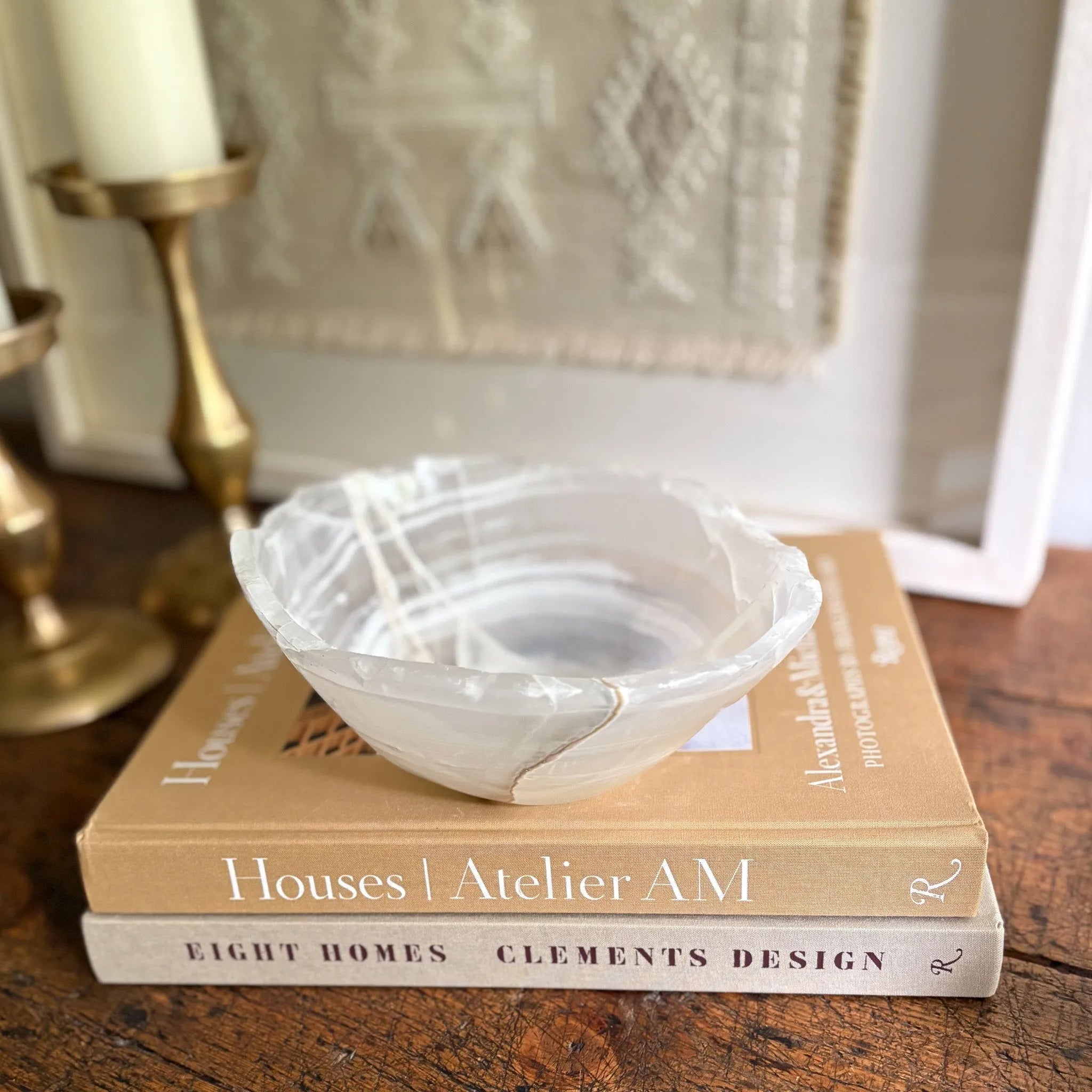Hand Carved White Onyx Bowl