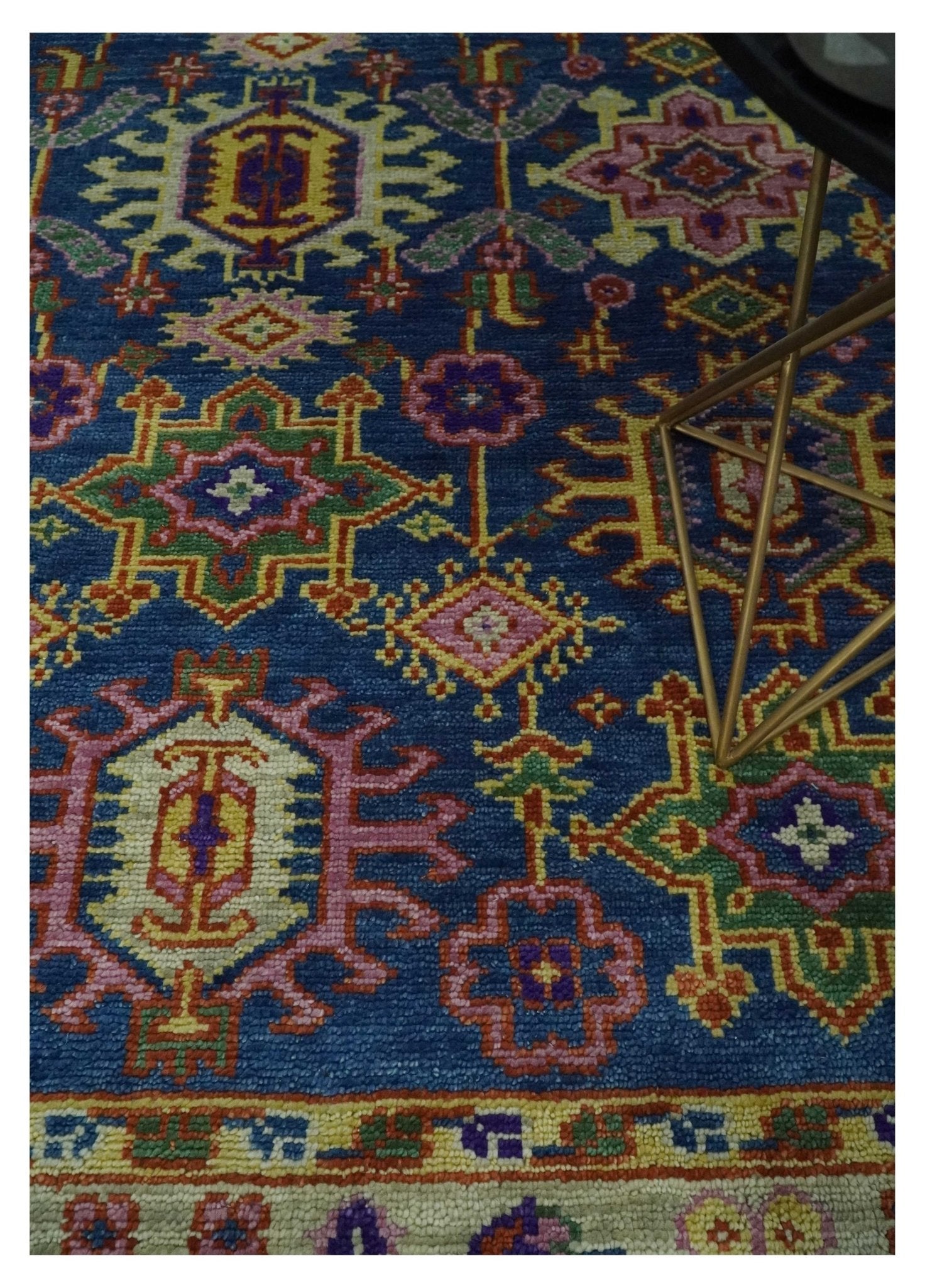 Hand Knotted 5x8, 6x9, 8x10, 9x12, 10x14 and 12x15 Blue and Beige Traditional Persian Oushak Wool Rug | TRDCP876 - The Rug Decor