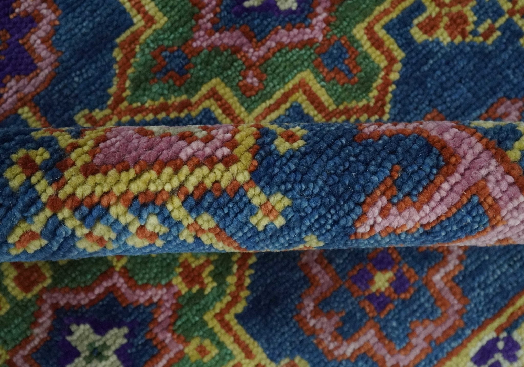 Hand Knotted 5x8, 6x9, 8x10, 9x12, 10x14 and 12x15 Blue and Beige Traditional Persian Oushak Wool Rug | TRDCP876 - The Rug Decor
