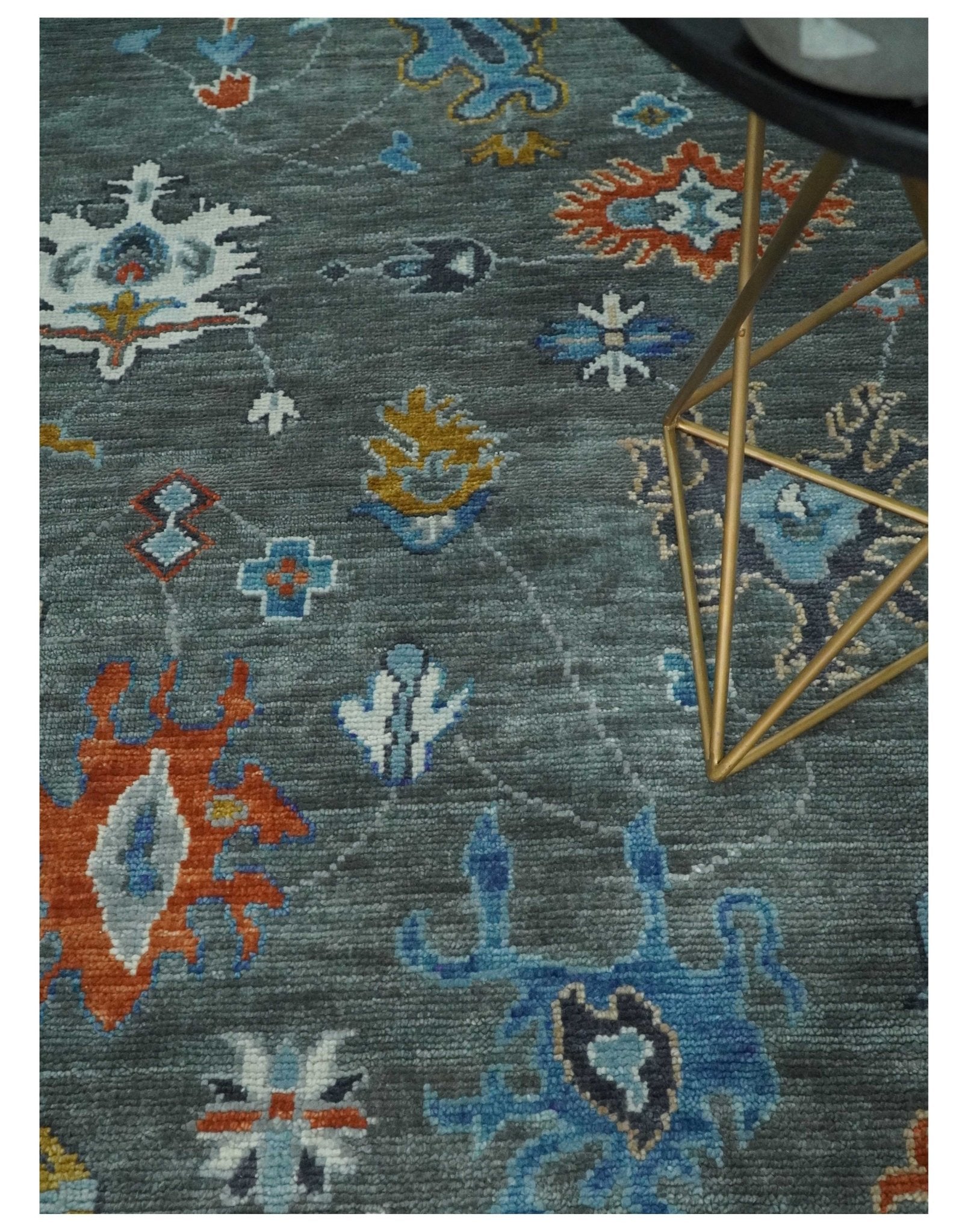 Hand Knotted 5x8, 6x9, 8x10, 9x12, 10x14 and 12x15 Charcoal and Ivory Traditional Persian Oushak Wool Rug | TRDCP944810 - The Rug Decor