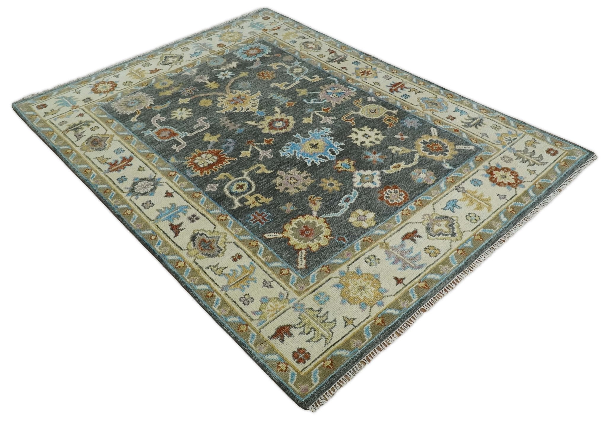 Hand Knotted 6x9, 8x10, 9x12, 10x14 and 12x15 Grayl and Ivory Traditional Persian Oushak Wool Rug | TRDCP825 - The Rug Decor