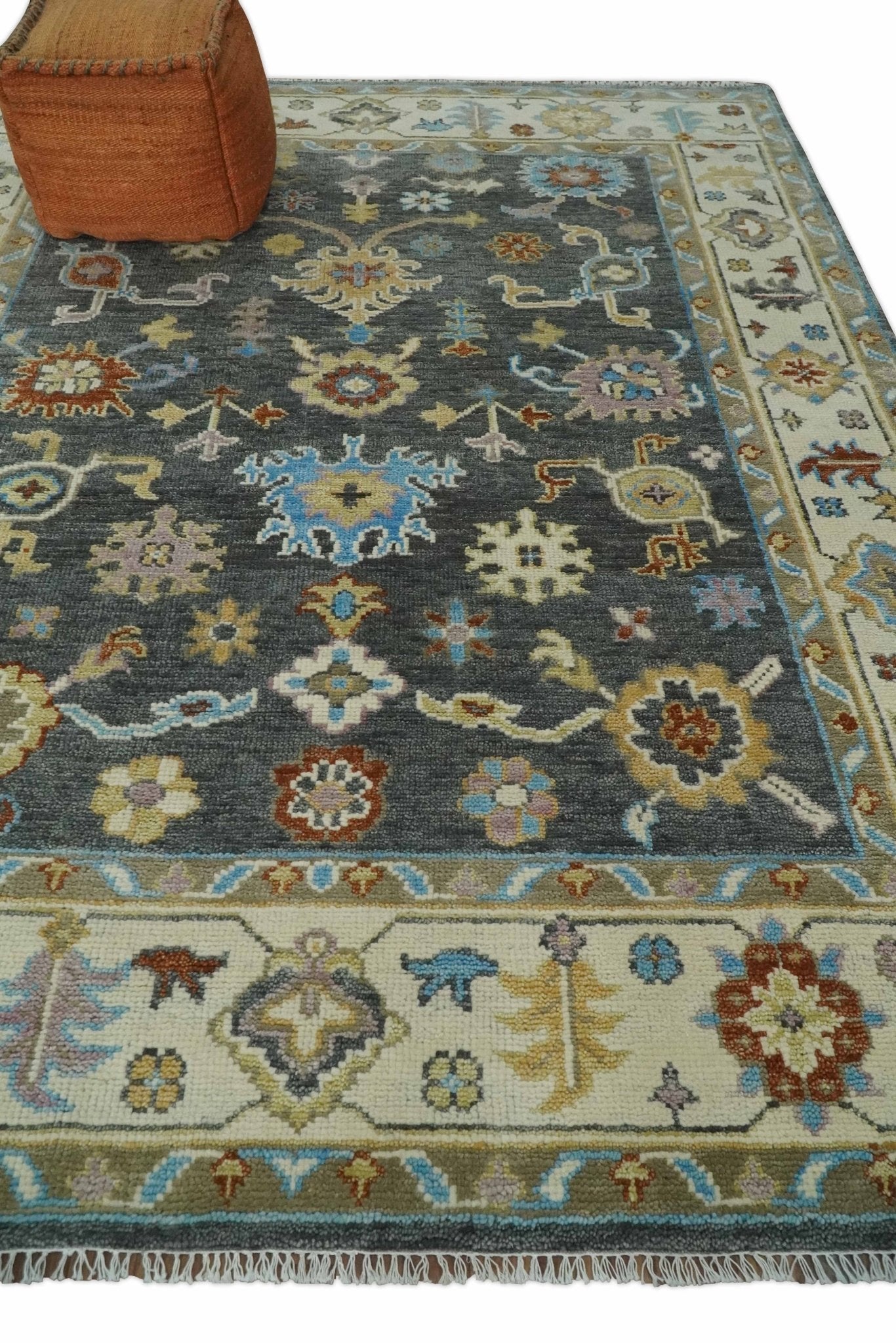 Hand Knotted 6x9, 8x10, 9x12, 10x14 and 12x15 Grayl and Ivory Traditional Persian Oushak Wool Rug | TRDCP825 - The Rug Decor