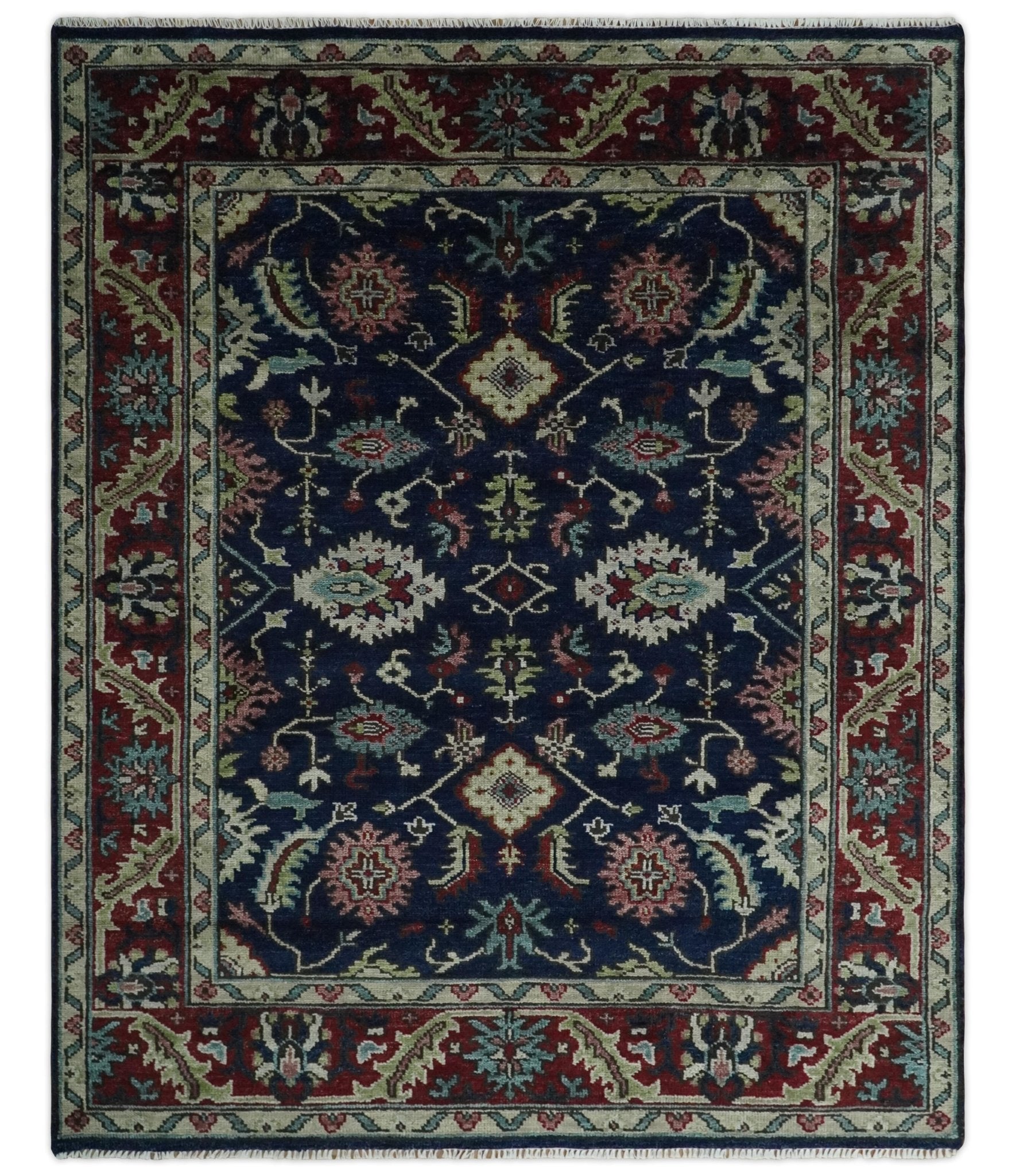 Hand Knotted 8x10, 9x12, 10x14 and 12x15 Black, Rust and Beige Antique Oushak Wool Area Rug | TRDCP1122 - The Rug Decor